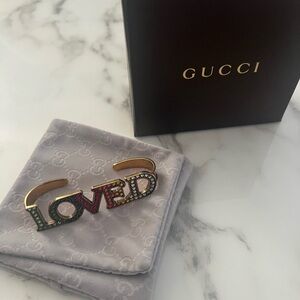 Gucci Gold and Multicolor 'Loved' Brooch